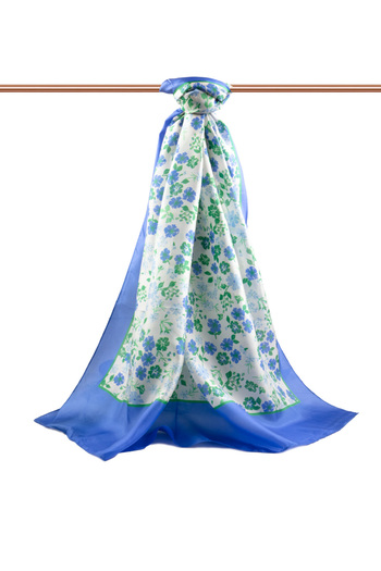 Vissona 100% Silk Crispy Flower Patterned Saks Colorful 92X210 Shawl