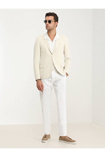 Kip Ecru Slim Fit Knitted Jacket
