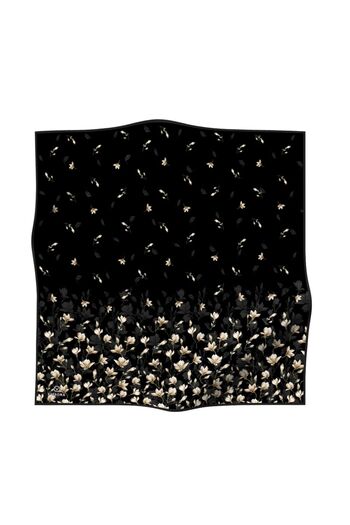 Vissona 57% Silk 43% Viscos Twill Silk Floral Pattern Black Color 90X90 Scarf Planting Shape : Hand Sewing