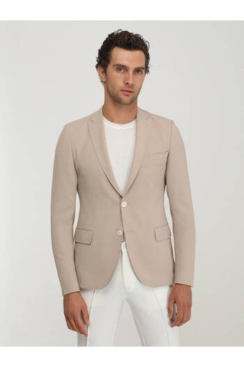 Kip Beige Slim Fit Straight Jacket