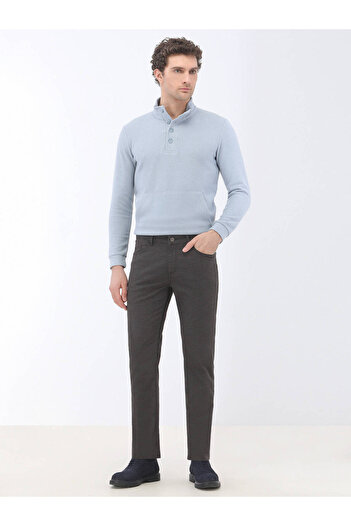 Kip Brown Slim Fit Casual Cotton Blend Pants