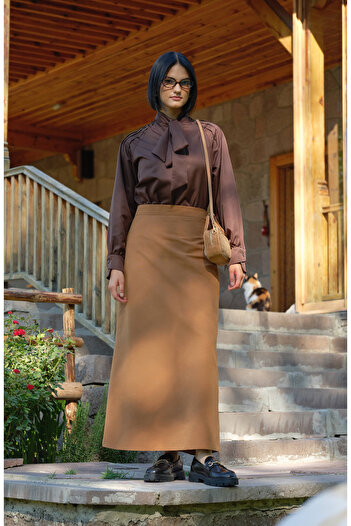 Fatma Atasoy Trench Brown Pencil Skirt