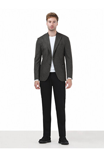 Kip Modern Fit Khaki Knitted Jacket - Printed