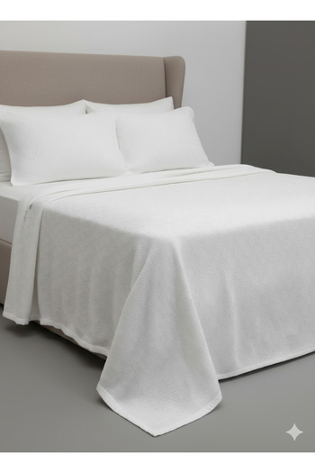 INTER Z Double White Diamond Patterned Hotel Blanket - 200X240 cm