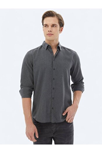 Kip Антрацит Casual Бавовняна суміш Прямий Regular Fit Сорочка