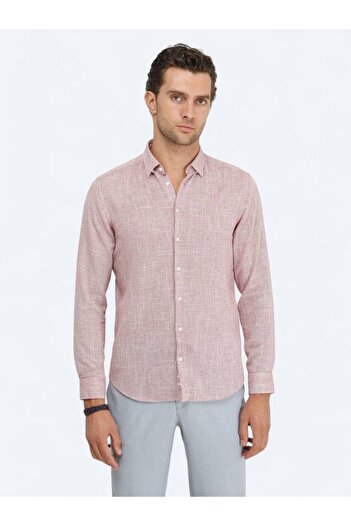 Kip Red Regular Fit Woven Casual Cotton Blend Shirt