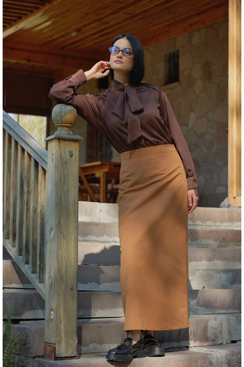 Fatma Atasoy Trench Brown Pencil Skirt