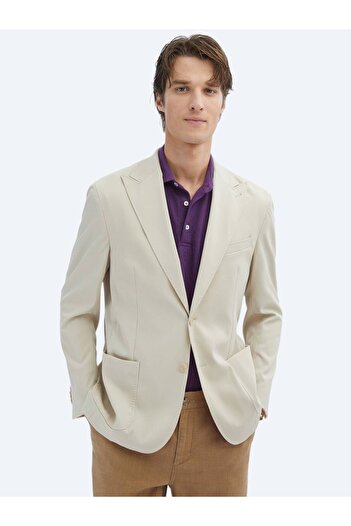 Kip Beige Patterned Modern Fit Jacket