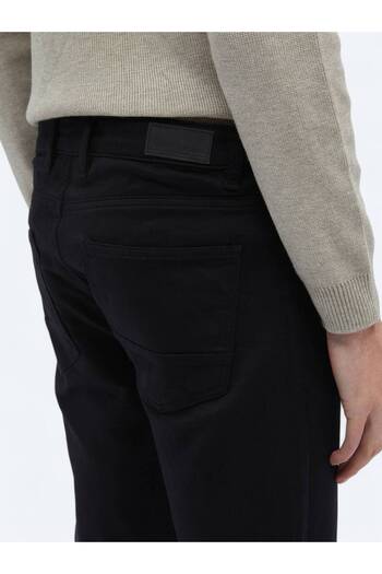 Kip Siyah Dokuma Slim Fit Casual Pamuk Karışımlı Pantolon