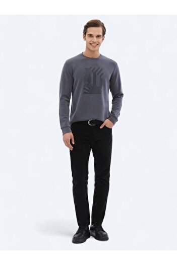 Kip Gray Crew Neck Printed Sweatshirt