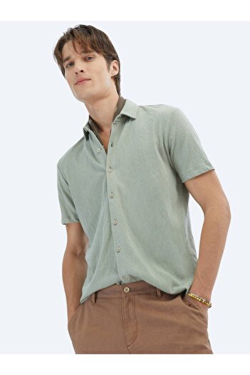 Kip Відкрита хакі пряма крій Regular Fit Casual бавовняна сумішева сорочка