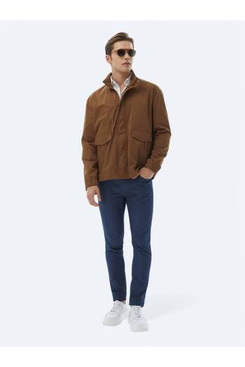 Kip Ανοιχτό καφέ Oversize Fit Μπουφάν με ψηλό γιακά casual υφαντό