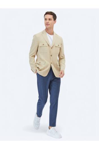Kip Beige Plain Modern Fit Jacket