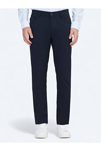 Kip Μπλε Navy Woven Slim Fit Casual Παντελόνι