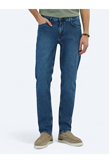 Kip Середньо-сині брюки Slim Fit з екологічно чистої бавовняної суміші