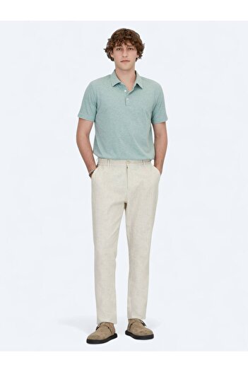 Kip Green Polo Neck Cotton Blend T-Shirt