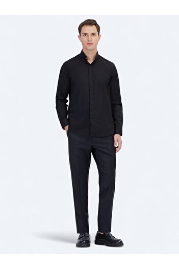 Kip Чорна сорочка Regular Fit з класичної 100% бавовняної тканини