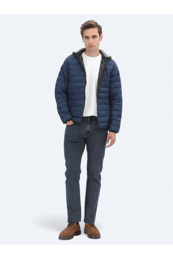 Kip Μπλε Navy Regular Fit Casual υφαντό παλτό