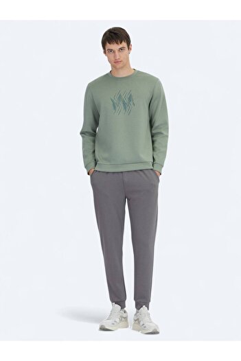 Kip Mint Crew Neck Patterned Sweatshirt