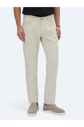 Kip Μπεζ Slim Fit Denim Cotton Blend - Casual Παντελόνι