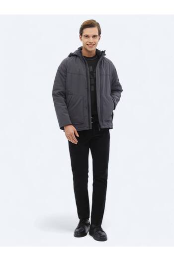 Kip Gray Regular Fit Casual Woven Coat