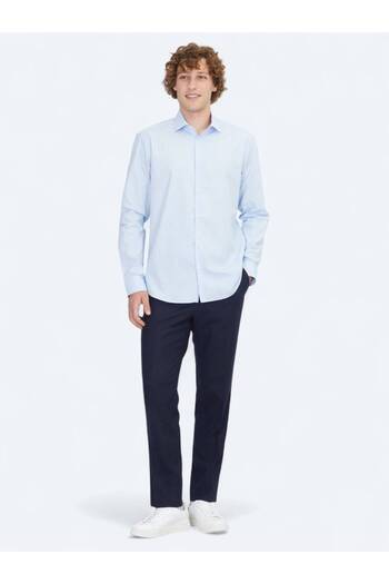 Kip Blue Regular Fit Woven Classic 100% Cotton Shirt