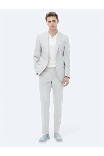 Kip Light Gray Striped Slim Fit Suit