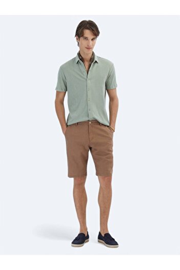 Kip Відкрита хакі пряма крій Regular Fit Casual бавовняна сумішева сорочка