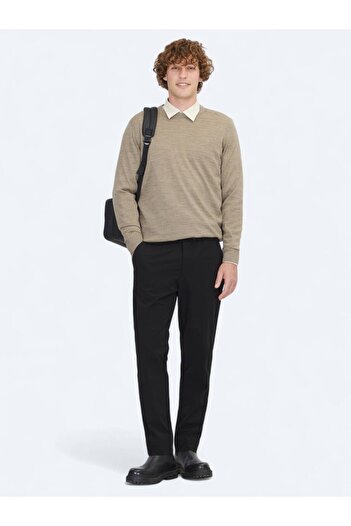 Kip Mink Crew Neck Jacquard Wool Blend Knit Sweater