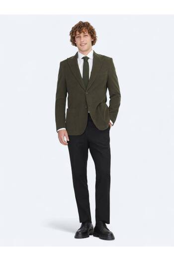 Kip Khaki Corded Modern Fit 100% Cotton Jacket