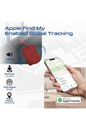 Promate Anti-Loss Smart Leather Luggage Tag with Apple Find My Tracker, RFID Protection, Wireless Ch