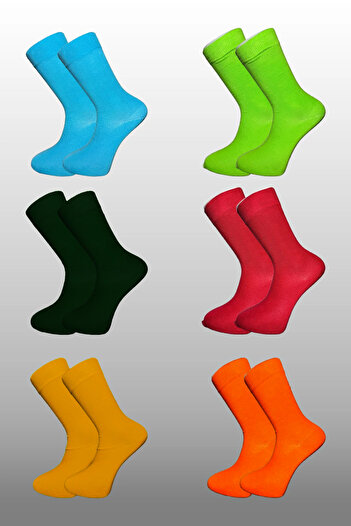 KARDEŞLER ÇORAP Men's Multicolor Socket Long Plain Socks Seamless Pack of 6