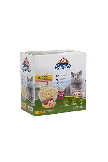 Kaniva Caniva Endor Tuna & Chicken Wet Food for Large & Small Cats in Gravy 12 Sachets * 70g