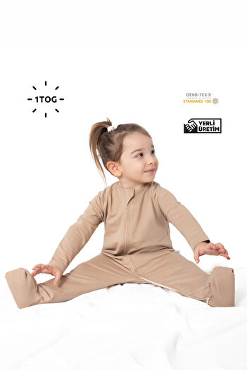 Zuppers 1 Tog Sleeping Bag with Children's Booties - Sand Beige
