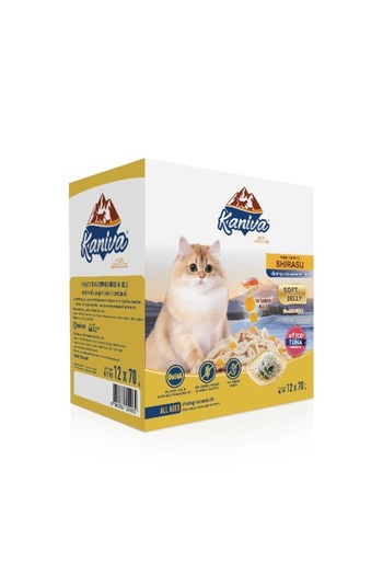 Kaniva Caneva Tuna with Chirasu Wet Food for Small and Large Cats in Jelly 12 Sachets * 70g