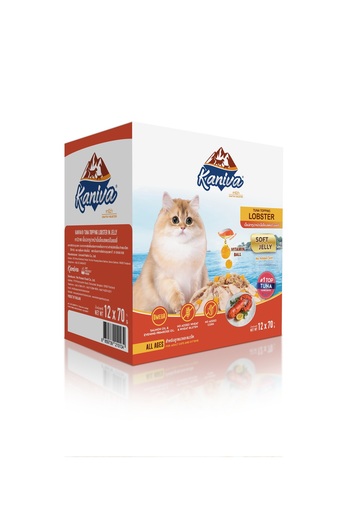 Kaniva Caneva Tuna with Lobster Wet Food for Small and Large Cats in Jelly 12 Sachets * 70g