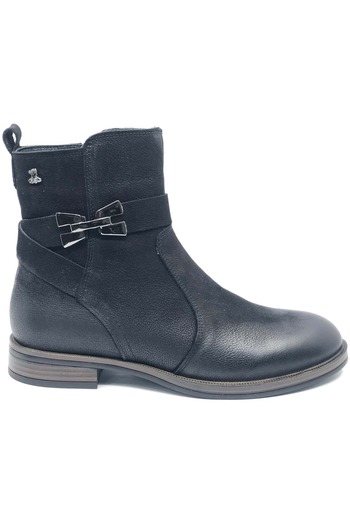Venüs Kay Genuine Leather Flat Non-Slip Sole Orthopedic Women's Boots Black