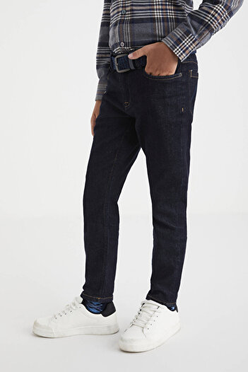 Hemington Kaşmir Karışım Kışlık Kalın Lacivert Çocuk Denim Pantolon