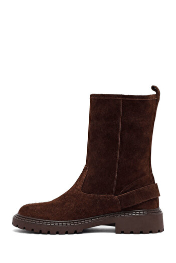 Derimod Women's Brown Suede Leather Boots 25Wfd202410