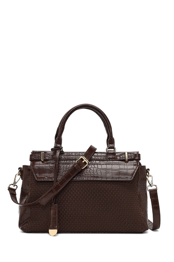 Derimod Women's Brown Long Strap Patterned Shoulder Bag 25Sbd254214