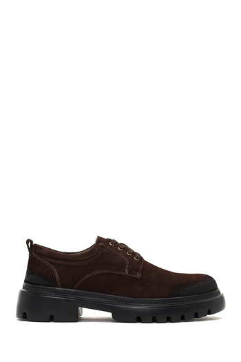 Derimod Men's Brown Lace-Up Thick Soled Suede Leather Casual Shoes 25Wfd701110