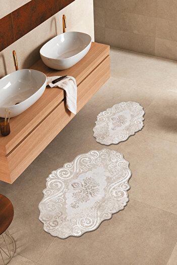Homefesto Special Design, Non-Slip Base, Thin, Washable, Modern Bathroom Mat Set - 60x100 cm & 40x60 cm