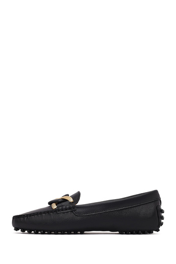 Derimod Women's Black Buckle Leather Winter Loafer Shoes 25Afd290118