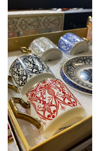 Tekbir Tile Patterned Coffee Cup Set for 6 People