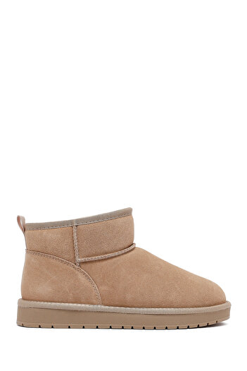 Derimod Women's Beige Shearling Suede Leather Teddy Boots 25Wfd478210