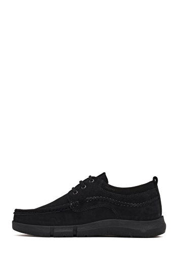 Derimod Men's Black Lace-Up Nubuck Leather Casual Shoes 25Wfd7101V3