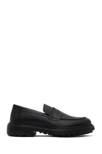 Derimod Men's Black Thick Soled Leather Winter Loafer Shoes 25Wfd7507Ft