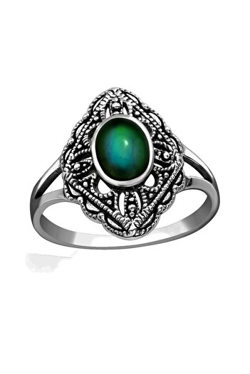 Silver berry S925 Antique Ring with Color-Changing Resin Size 54