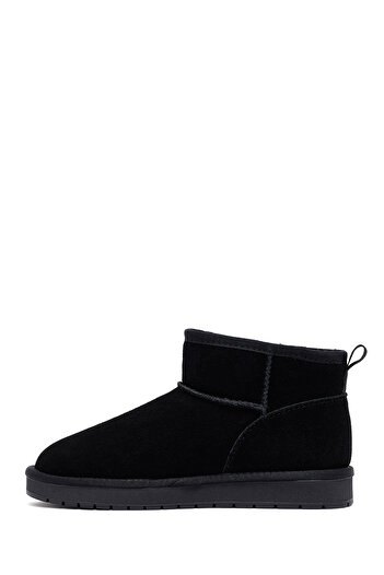Derimod Women's Black Fur Suede Leather Teddy Boots 25Wfd478210
