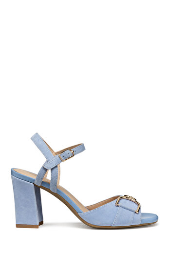 Geox Women's Blue New Eraklia 80 Ankle Buckle Thick Heeled Suede Leather Sandals D55Rpa00021C4003